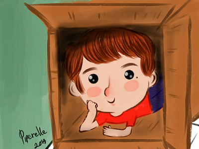 Boy in the Box art boy children illustration illustration