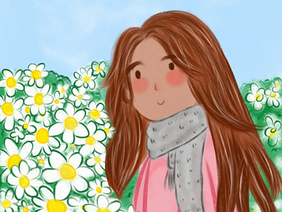 Flower girl art carracter illustration children illustration girl