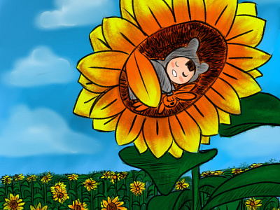 Sunflower art boy carracter illustration children illustration illustratiion illustration illustration art