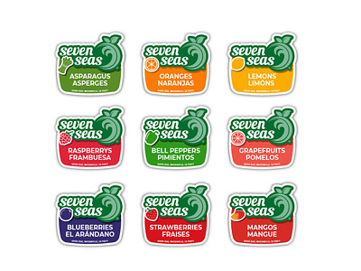 Seven Seas Produce Labels illustration labels logo packaging produce