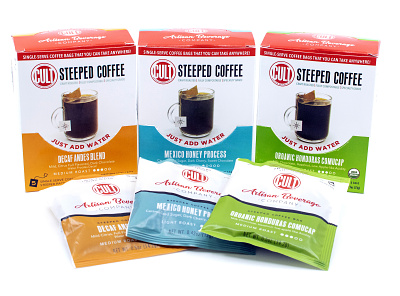 CULT Steeped Coffee beverage design packaging