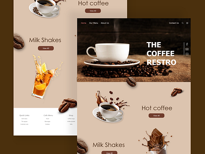 the coffee restro coffee coffee shop landing page restaurant ui design ux design visual design web design