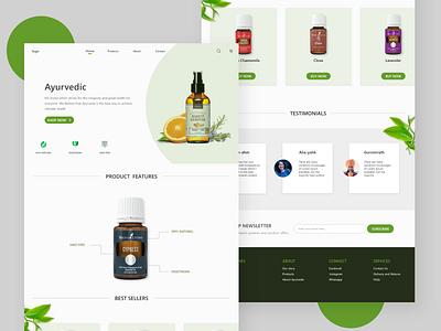 Ayurvedic Products landing page product page testimonial typography ui ui design ux design visual design web design