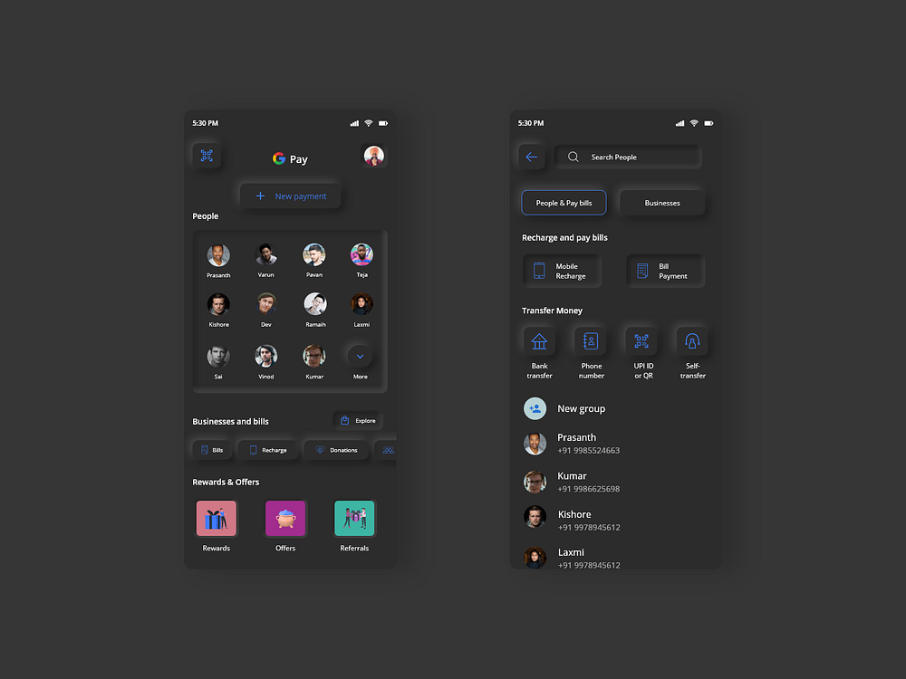 Gpay Neumorphic Design And Dark Theme By Prashanth Kumar Manda On Dribbble