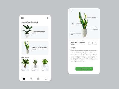 Plant App clean illustration mobile app mobile ui online shop online store plant app plant shop plants typography ui ui design ux design visual design