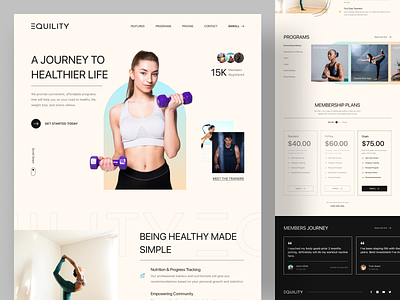Equility - Fitness Landing Page clean ui exercise fitness gym health healthy interface joging landing page life minimal program treadmill website
