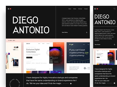 Diego Antonio - Personal Website black digital product experience interface landing page minimal personal personal website portfolio ui ux website white