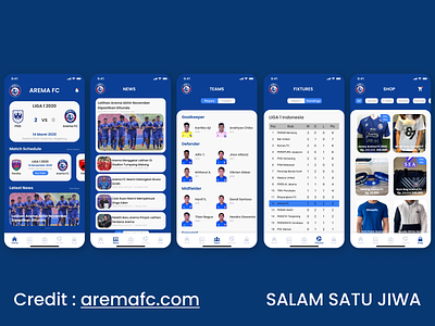 Arema FC App arema aremafc mobile app mobile app design mobile ui salamsatujiwa sport sportapp ui uiuxdesign ux