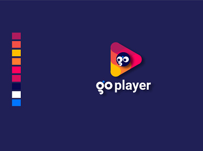 Go player App Logo abstract android app app developer asymmetry blog cmyk coding colorful creative developer entertainment film four color logo interactive media movie mp3 multimedia music