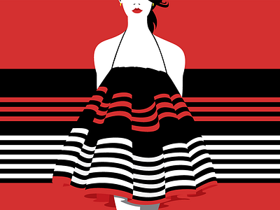 Girl in Striped Dress illustration