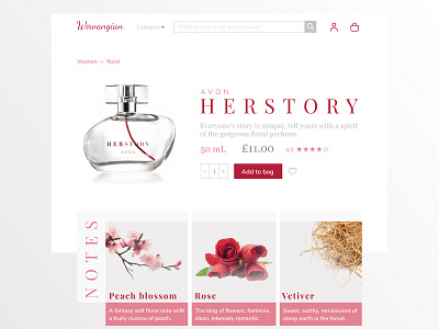 Perfume E-commerce Website aroma bottle clean cosmetic design e commerce fragrance odor oil perfume perfumery pink red serif shop shopping smell ui ux website