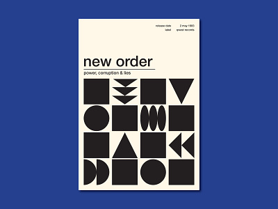 New Order Poster 80s blue monday graphic design illustration music poster new order poster design power corruption and lies shapes