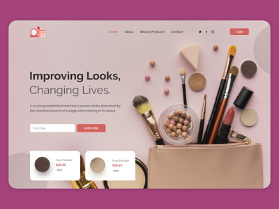 Cosmetic Landing Page UI-UX Design colorful colors concept cosmetic cosmeticlandingpage cosmetics design designer designs dribbble illustration landingpage makeup uidesign uiux uiuxdesign unique website webtemplate wix