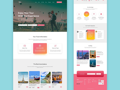 Travel Landing Pagee UIUX-Design color design designs dribbble illustration journey landingpage place template tour tourist travel traveling trend uidesign uiux uiuxdesign webdesign wix