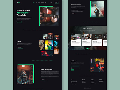 Music & Band Landing Page album artist band celebrity club entertainment event gallery guitar landingpage logo magazine music music player party player sound template uidesign uiux