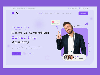 Consulting Agency Website Header Design 3d animation appdesign branding consulting design graphic design header hero illustration landingpage logo motion graphics productdesign template ui uiux webflow website wix