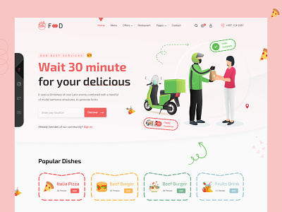 Food Delivery Landing Page Design 3d animation branding design foodapp fooddelivery graphic design illustration landingpage logo motion graphics productdesign template ui uiux website wix