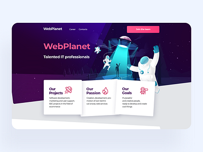 Cosmic landing page astronaut cosmos design hr illustraion it landing recruitment resume simple space team teams ui vector