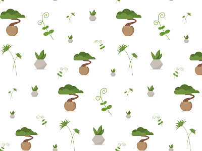 Botanical pattern bonsai botanical design fabric design fabric pattern illustration pine seamless pattern vector