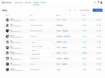 Users management UI list ui table design ui ui design uiux users users management ux