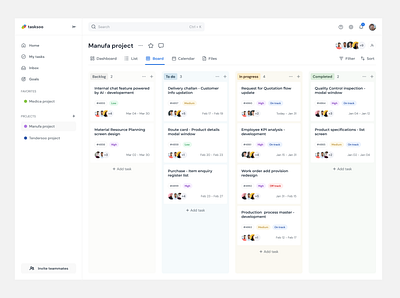 Taskboard UI kanban board project management taskboard ui uiux design ux