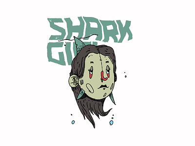 Shark girl character design illustration under water