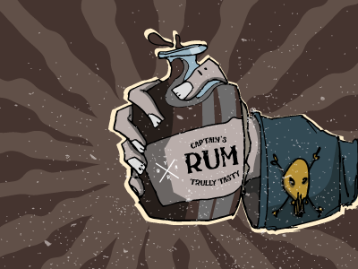 Bottle Of Rum character design colour design drink illustration pirate rum vector