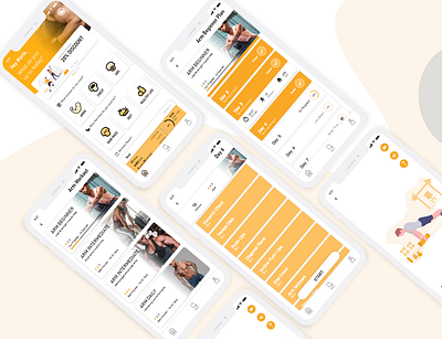 Workout App adobexd app bodybuilder branding concept design health icon illustration orange simple typography ui ux workout app