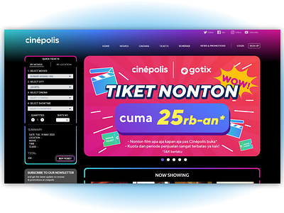 Cinépolis - Website adobexd black booking cinema concept design entertainment gradient indonesia ticket ui ux web