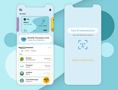 Wallet - App (Concept) adobexd app bank blue branding card concept design face id icon illustration indonesia ui ux visa wallet