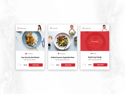 Recipes of the week app card design flat meal recipe type ui ux web website