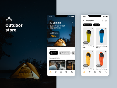Outdoor store app android design ios mobile outdoor shop store ui ux