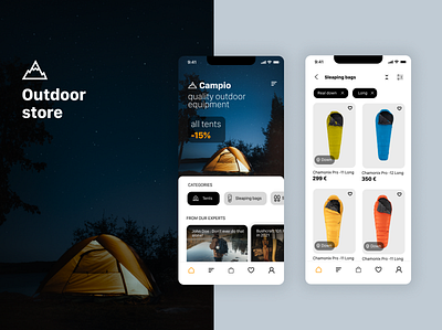 Outdoor store app android design ios mobile outdoor shop store ui ux