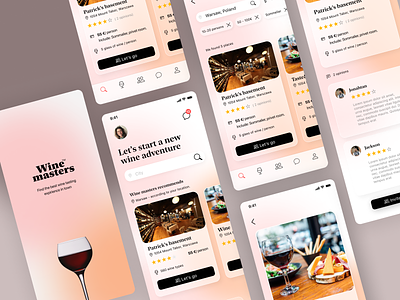 Wine tasting app app design glass glassmorphism ios mobile tasting wine