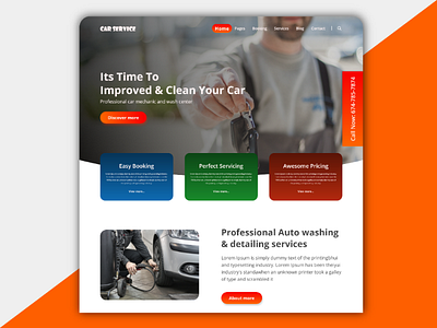 Car Service Website UI Design. car service car wash ui ux web ui