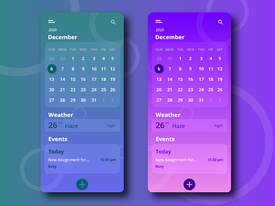 Calendar App UI Design adobe xd calendar calendar app calendar design events reminder professional ui unique ux design weather app