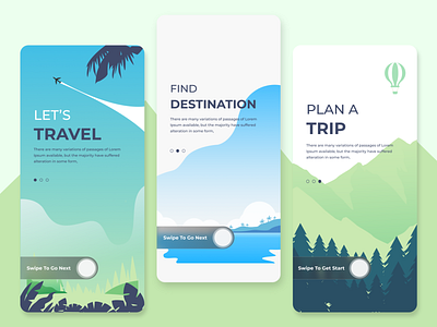 Travel App's Onboarding Pages UI adobe xd app app ui design creative illustration onboarding pages travel travel app ui design ui ux ux design