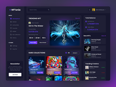 NFT Marketplace Dashboard Design