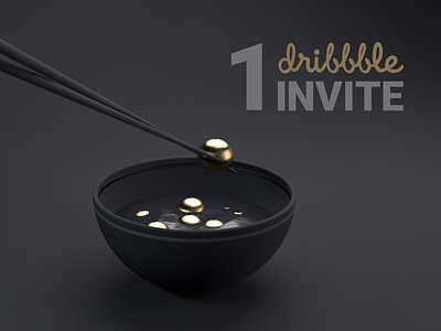 Dribble Invite black c4d c4dart c4dtoa cinema4d dribble invite gold illustraion invitation