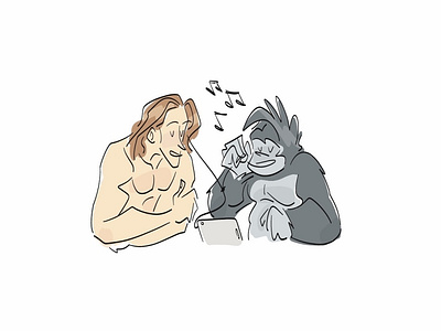 Terk & Tarzan drawing illustration tarzan