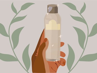 Skin care bottle care cosmetic cosmetics cream face care foliage girl hand illustration leaves skin care vector vector illustration