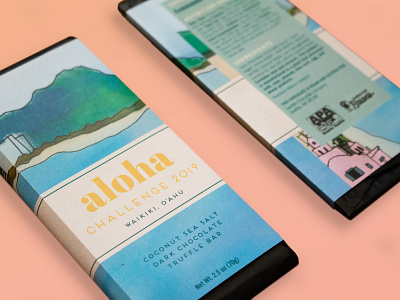 Aloha Challenge chocolate illustration packaging