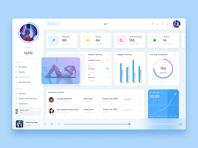 nike app app app design dashboard dashboard design dashboard ui fitness fitness app health mobile nike redesign sport ui ui design uiux uiuxdesign ux workouts