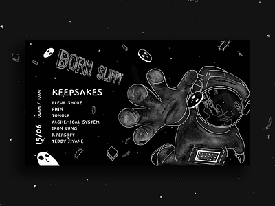 Mayhem - Born Slippy cover art direction atypical black black and white drawings england facebook cover graphic design house music illustration midlands music techno techno collective techno event techno music underground music warwick