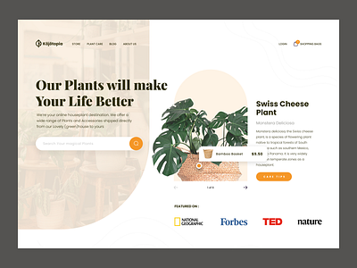 Design Daily #001 - Nursery Landing Page debut ecommerce figma landing page minimalist monstera nature nursery plant simple ui user interface ux website