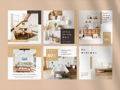 Minimalist Interior Design Social Media Posts beige black friday campaign debut design discounr ecommerce furniture instagram instagram post interior layout photohop sale simple