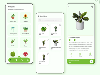 Plants care mobile application UI design