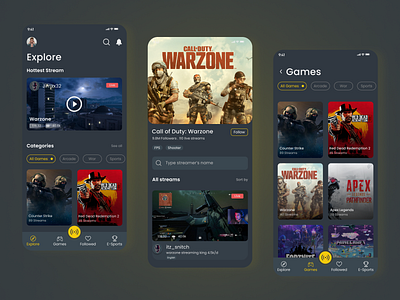 Game Streamer App by BuildWithAngga on Dribbble