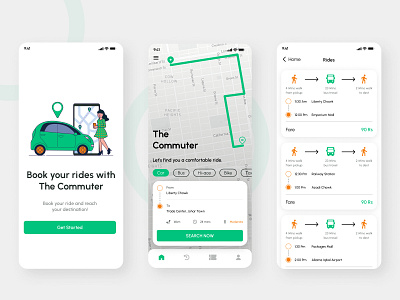 The Commuter - App Design app commute app design figma mobile app design ride app uber app ui design ux design