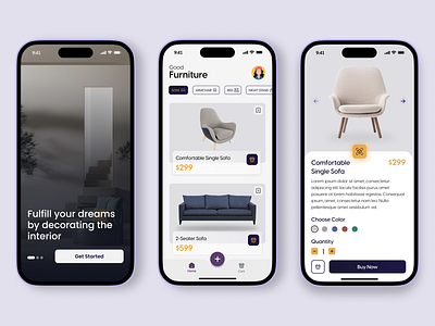 Good Furniture Mobile Application UI Design e commerce app figma furniture app mobile app design ui design ux design